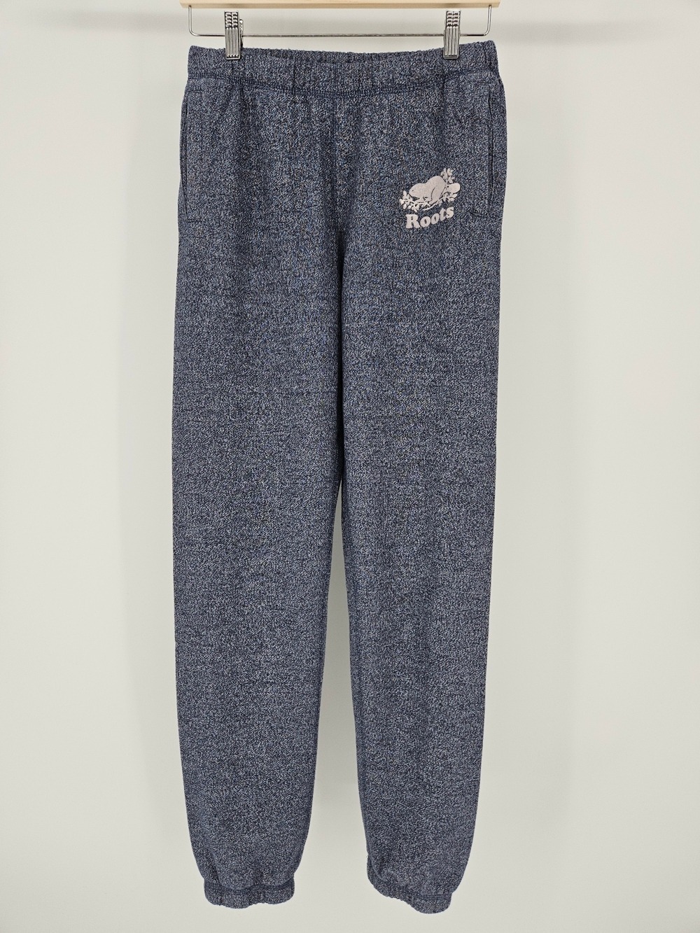 Roots Original Salt & Pepper Jogger Sweatpants Women's XS Blue Heather Logo